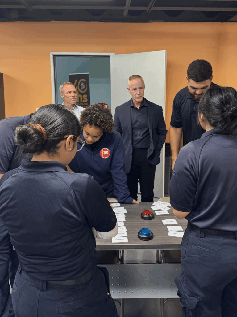 California Labor Secretary Stewart Knox observing EMS Corps training
